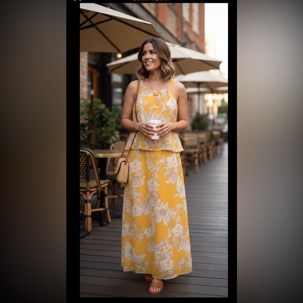 Chico’s floral Yellow Halter Maxi Dress - Picture 4 of 8
